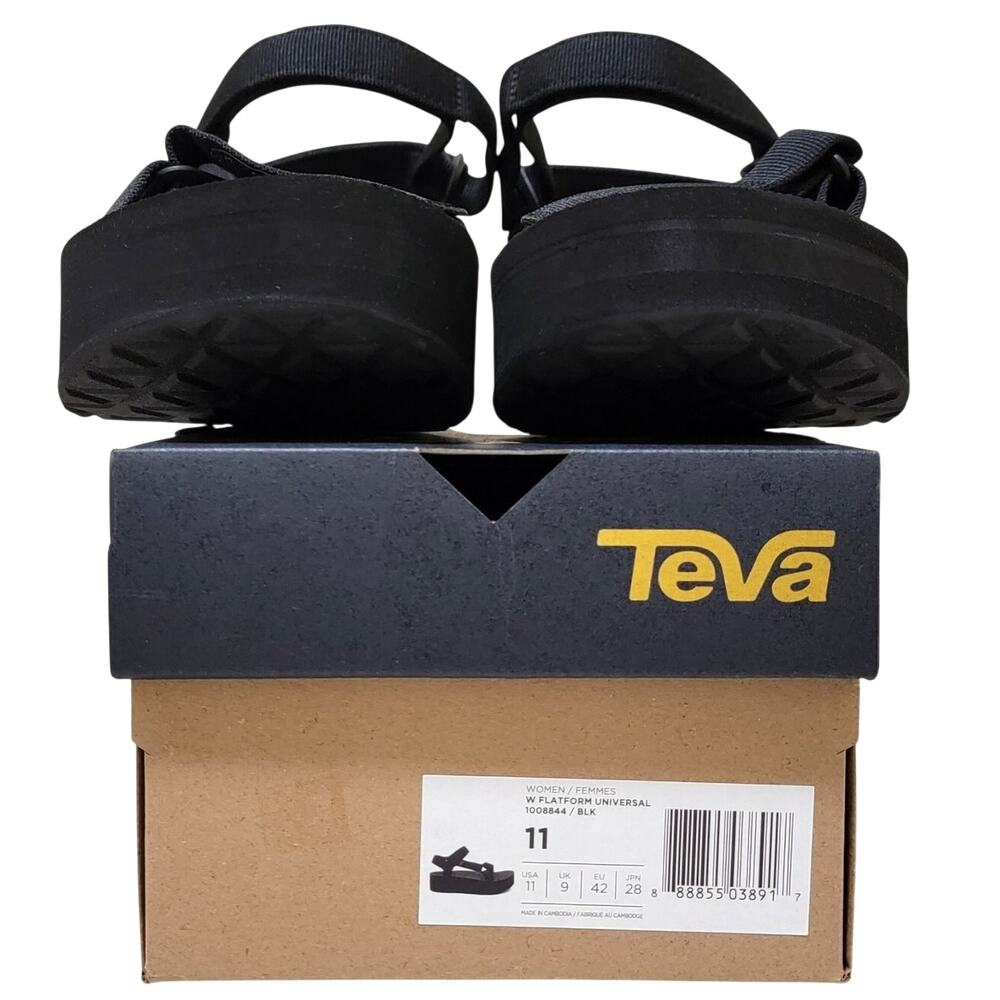 Teva Women Flatform Universal Platform Strappy Sandals Size US 11 Black SY9O - Picture 5 of 5